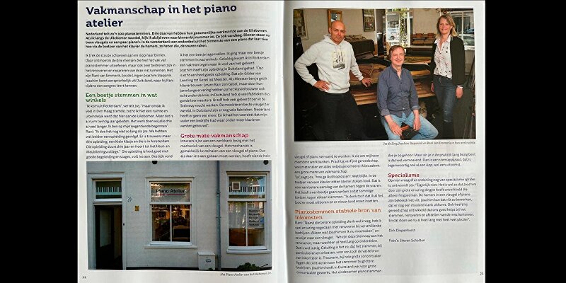 In het artikel van de WijKrant Rivierenbuurt/Spuikwartier vertellen Jos de Ling, Joachim Stepanik en Rani van Emmerik van het Piano Atelier over het ambacht als Pianotechnicus.